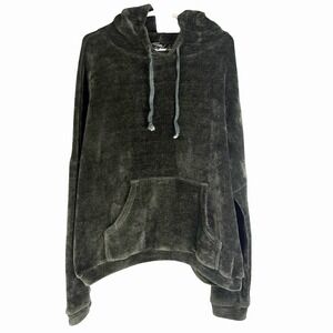 Mateo Women's Size Small Ribbed Velvety Deep Green Cozy Pullover Hoodie